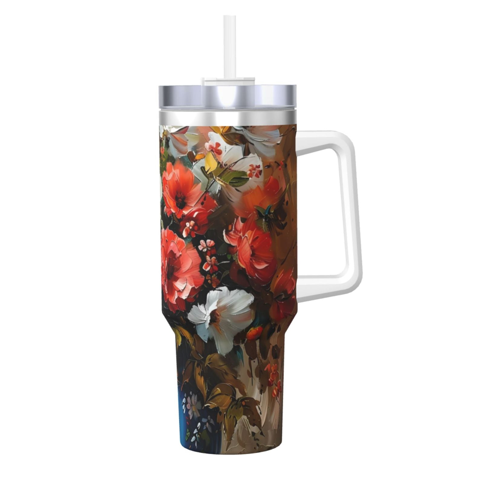 Fuzoiu Elegant Floral Vase Painting Print 40OZ Ice Bully Stainless Steel Insulated Cup with ...