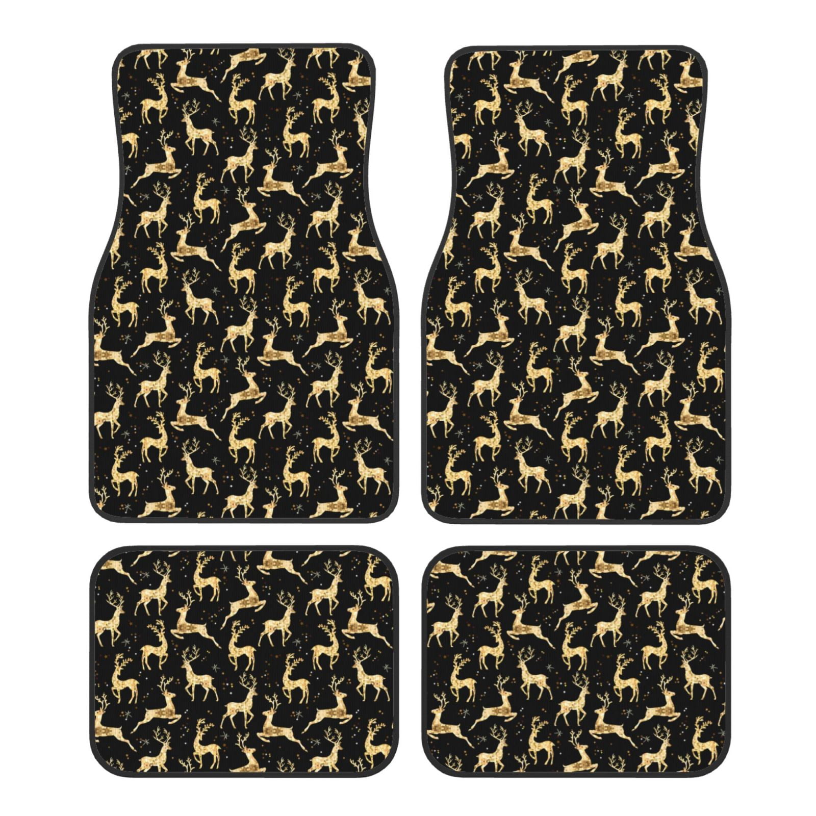 Fuzoiu Elegant Gold Moose Print Carpet Floor Mats for Car,Car Foot Mat ...