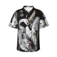 thumbnail image 1 of Fuzoiu Elegant Swans Black Background Print Hawaiian Shirt for Men, Summer Beach Casual Short Sleeve Button Down Shirts, Men’s Beach Summer Shirts with Pocket,Large, 1 of 7