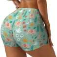 thumbnail image 1 of Fuzoiu Elephant and Flowers Print Women's Workout Shorts,Workout Biker Shorts Women,Exercise Fitness Shorts,Scrunch Short, Athletic Shorts for Gym Yoga Running Sport Active-Large, 1 of 8