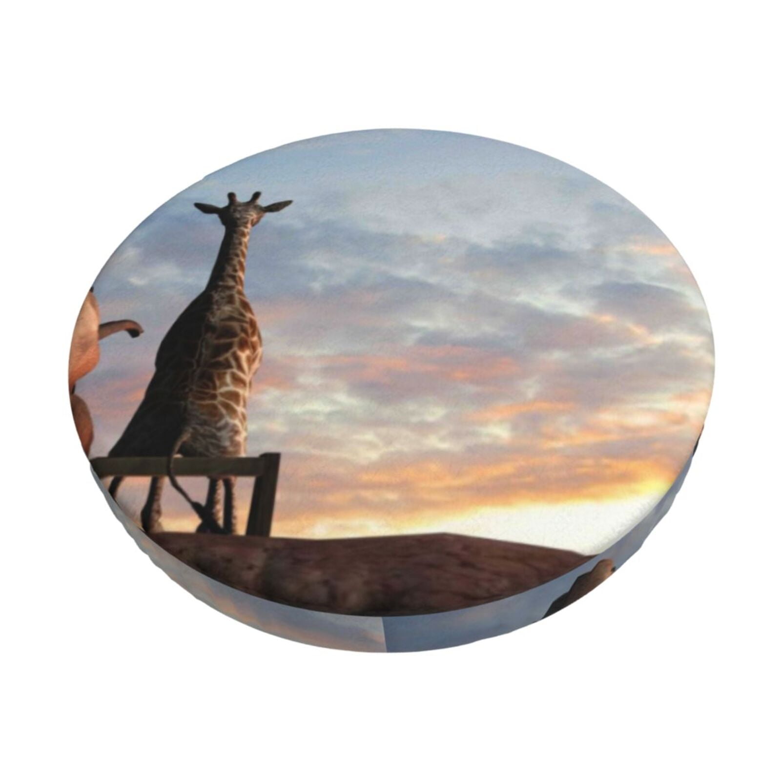 Fuzoiu Elephant Giraffe Print Bar Stool Cushions, Super Breathable