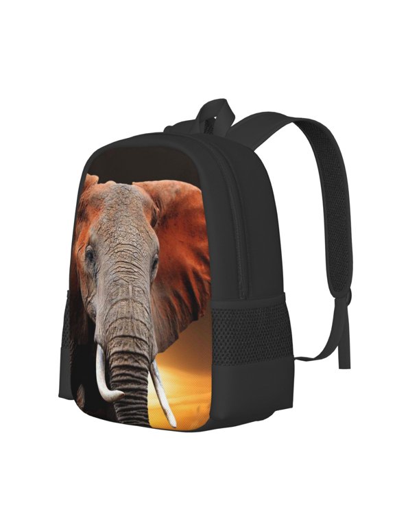 Elephant Sunset in Kenya Print Large Capacity Backpack,Travel Backpack,Laptop Bag,College School Rucksack Bag,for School, Travel & Outdoor Activities
