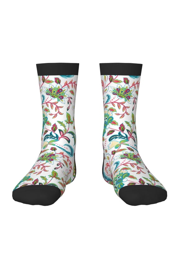 Fairy Flower Print Kids Socks For Boys Girls,Grip Crew Socks with Non Slip,Lightweight Stretch Crew Socks,Toddlers Crew Boot Socks