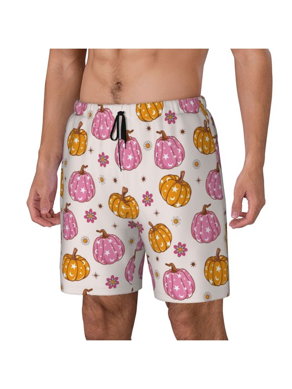 Fall 70s Groovy Hippie 1 Print Men's Swim Shorts,Quick-Dry Double-Layer Swim Trunks,Board Trunks,Beach Shorts Swimwear Bathing Suits-Medium