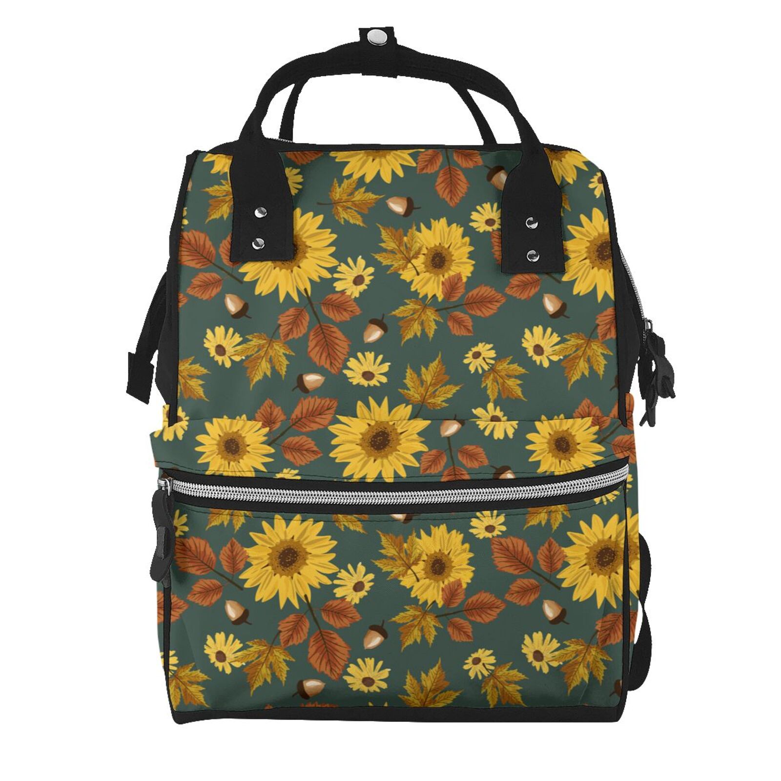 Fuzoiu Fall Daisy Leaf Nuts Print Diaper Bag Backpack,Baby Essentials Travel Tote,Multi function Waterproof Diaper Bag, Travel Essentials Baby Bag - Unisex
