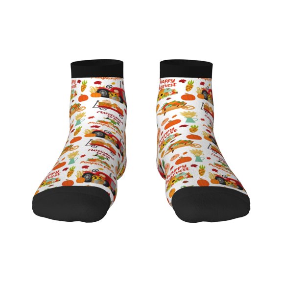 Fuzoiu Fall Farm Pumpkin Print Adult Socks, Crew Moisture-wicking Socks, Unisex Cushion Crew Socks,Casual Sports Ankle Socks