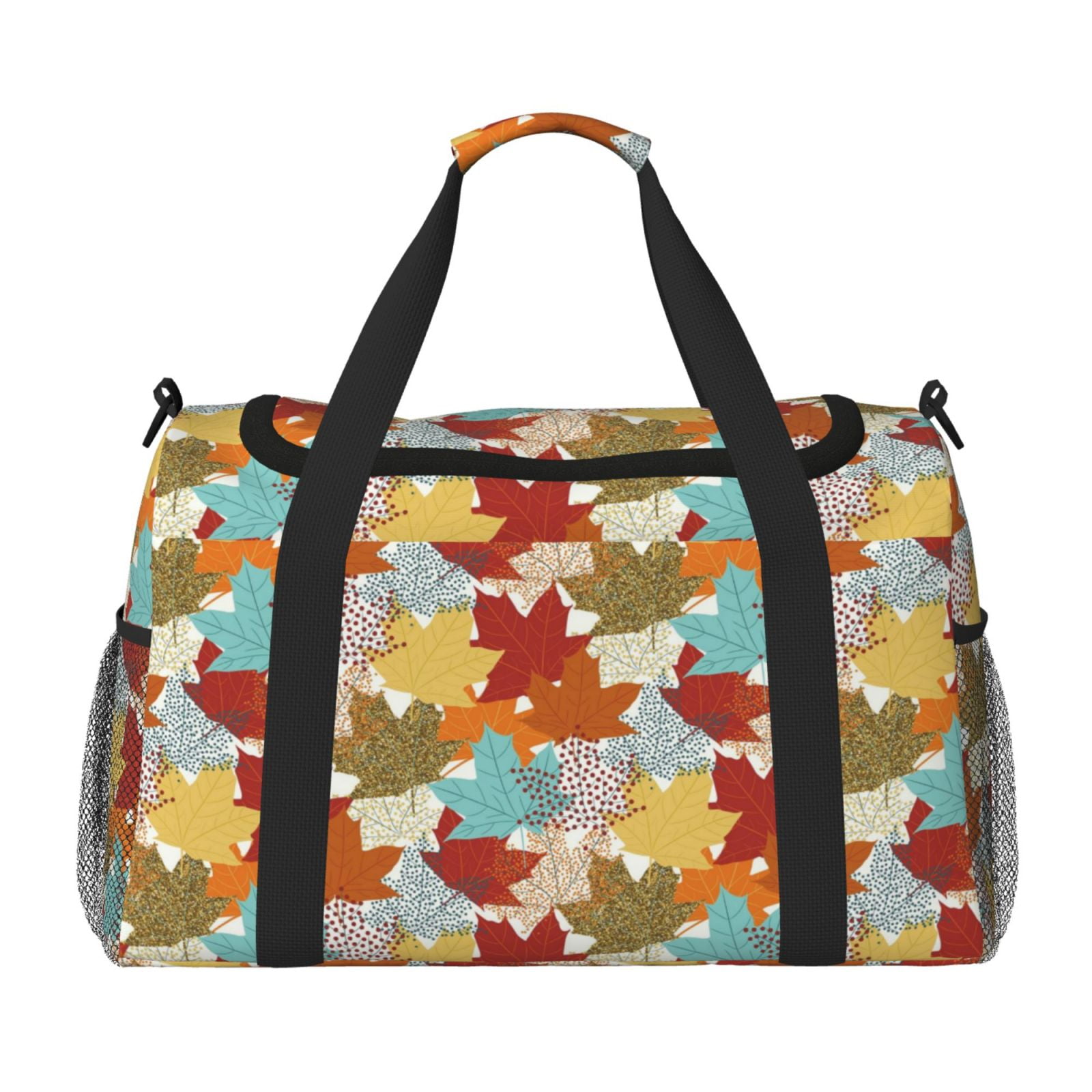 Fuzoiu Fall Maple Leaves Print Travel Duffle Bag,Carry On Tote Bags,Duffel Bag,Sport Gym Bag, Hospital Bag for Labor and Delivery, Overnight Bag,Luggage Bag