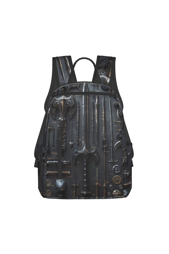 Fantasy Medieval Weaponry Print Lightweight Daypack,Weekender Bag for Men and Women, Travel Backpack with Padded Straps for School, Travel & Work