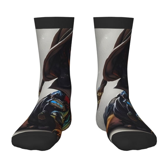 Fuzoiu Fantasy Wizard Dog Art Print Kids Socks For Boys Girls,Grip Crew Socks with Non Slip,Lightweight Stretch Crew Socks,Toddlers Crew Boot Socks
