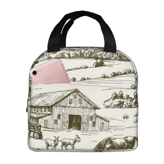 Fuzoiu Farm Animals 2 Print Lunch Bag for Women & Men,Adult Insulated Lunch Box,Leakproof Cooler,Food Lunch Containers,Reusable Lunch Tote Bags for Work, Travel, Outdoor