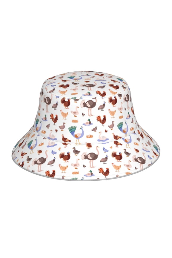 Farm Birds Goose Print Reflective Bucket Hat,Outdoor Hat for Men and Women,Bucket Hat for Travel Fishing Hunting Summer Camp