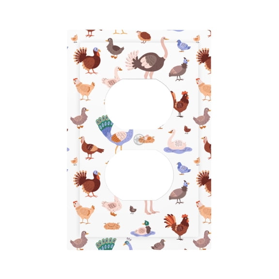 Fuzoiu Farm Birds Goose Print Single Duplex Outlet Cover Plate, Light Switch Cover, for Receptacle Light Switch, Switch Cover Decorative Wallplate-Style S