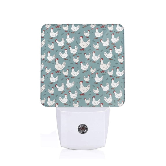 Fuzoiu Farm Birds Print Dusk to Dawn LED Night Light with Light Sensor, Energy-Efficient Touch-Safe Night Lamp for Home, Office, and Kids' Rooms-EU