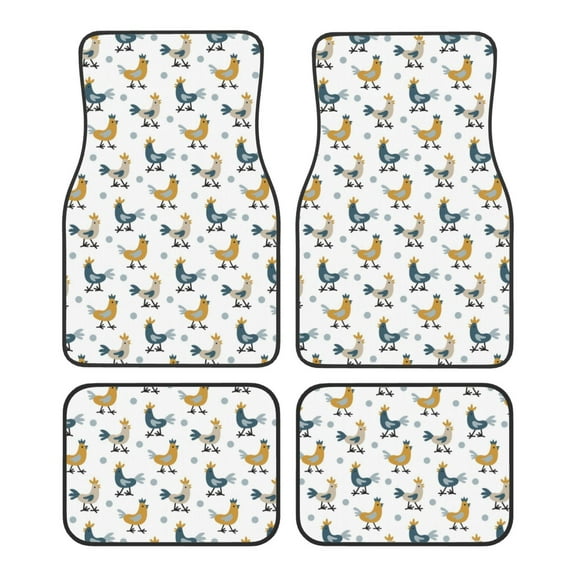Fuzoiu Farm Roosters Print Carpet Floor Mats for Car,Car Foot Mat Set,Universal Fit 4 Piece Mat Pad Set,Fits Most Cars Trucks Vans Sedans SUV Auto Carpet Mat Se