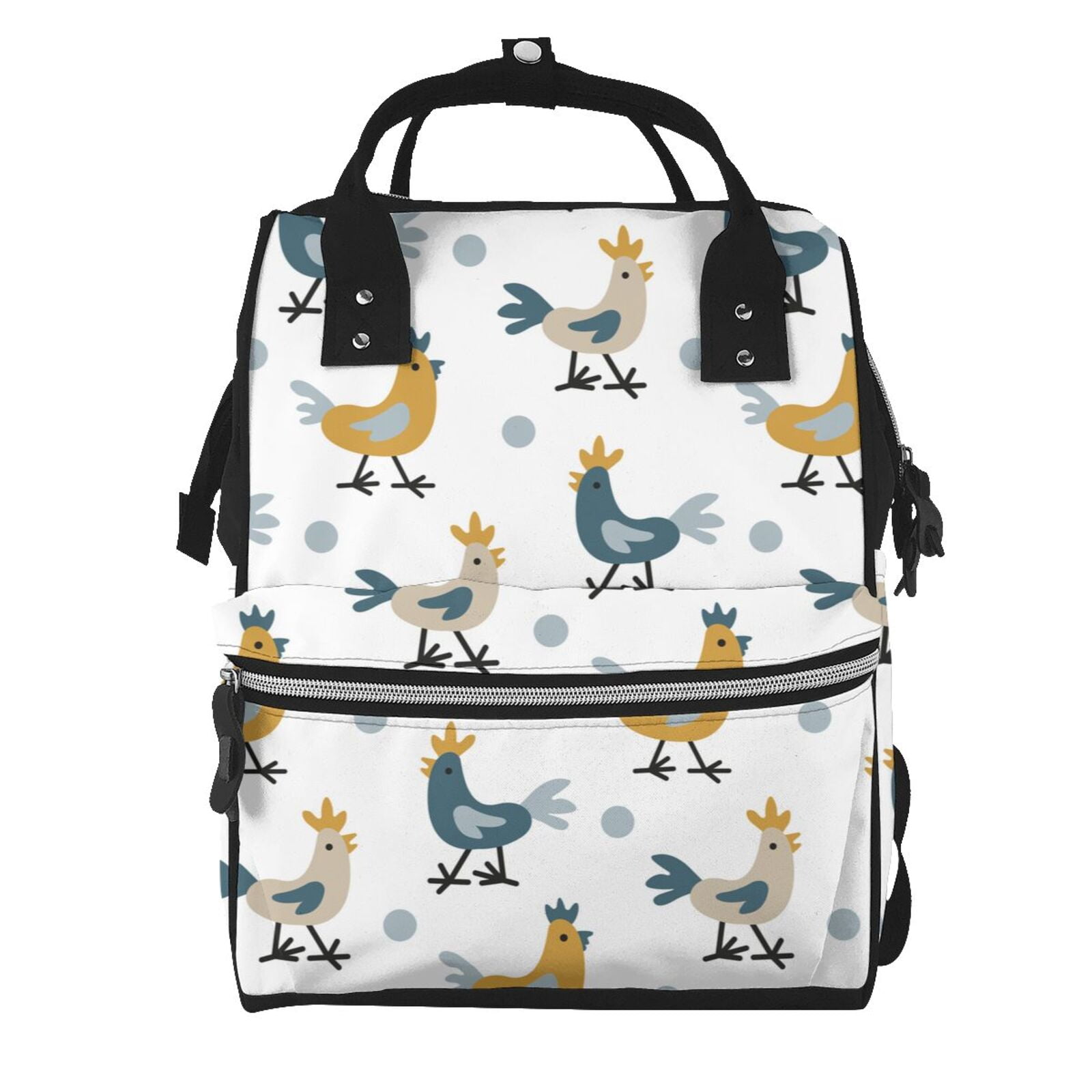 Fuzoiu Farm Roosters Print Diaper Bag Backpack,Baby Essentials Travel Tote,Multi function Waterproof Diaper Bag, Travel Essentials Baby Bag - Unisex