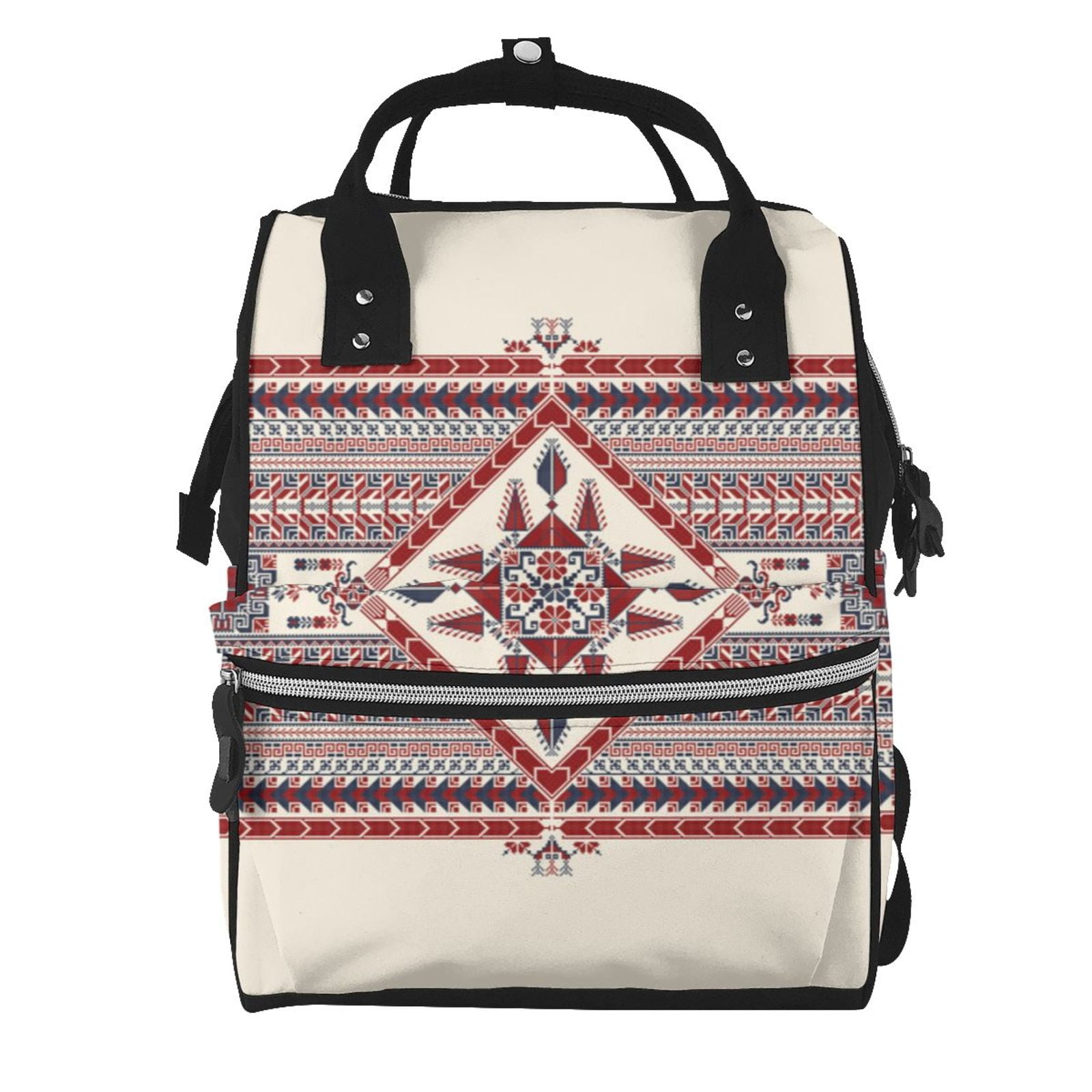 Fuzoiu Fashion Tatreez Print Diaper Bag Backpack,Baby Essentials Travel Tote,Multi function Waterproof Diaper Bag, Travel Essentials Baby Bag - Unisex