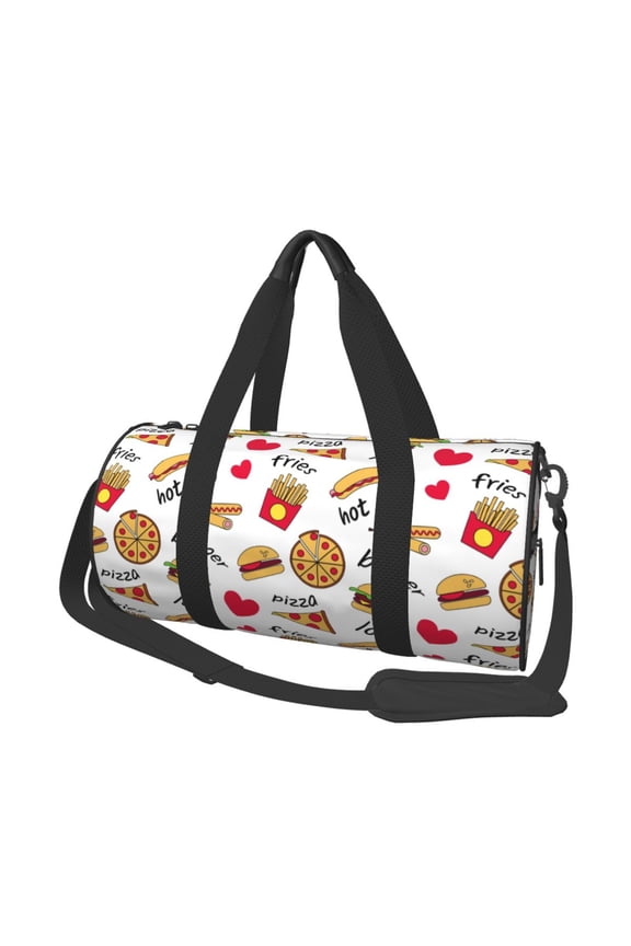 Fast Food Print Travel Bag, Large Capacity Travel Bag, Sports Gym Bag, Travel Duffel Bag, Weekender Overnight Bag for Women and Man
