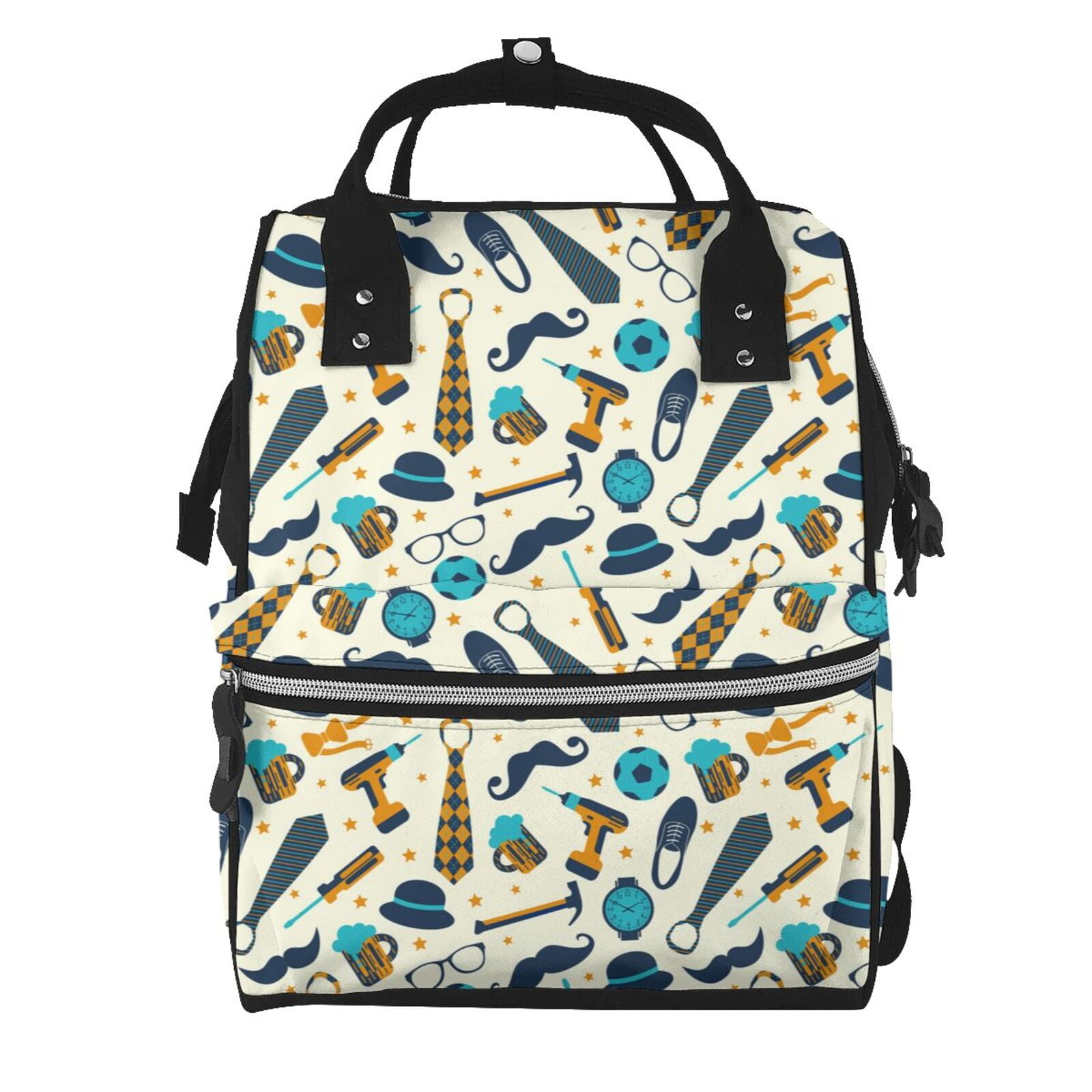 Fuzoiu Fathers day Print Diaper Bag Backpack,Baby Essentials Travel Tote,Multi function Waterproof Diaper Bag, Travel Essentials Baby Bag - Unisex
