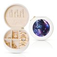 thumbnail image 1 of Fuzoiu Feathered Wolf Print Portable Jewelry Box,Round Mini Leather Travel Jewelry Case,Small Travel Jewelry Organizer,Jewelry Holder for Ring Necklace Earring for Women Girls-White, 1 of 7