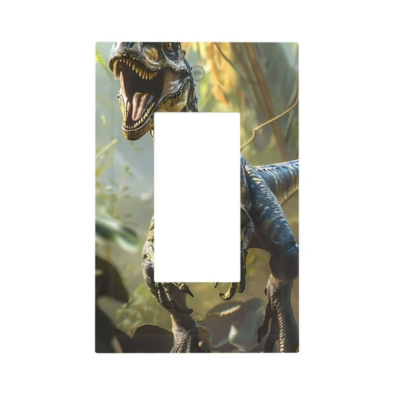 Fuzoiu Ferocious Dinosaur Print Single Duplex Outlet Cover Plate, Light Switch Cover, for Receptacle Light Switch, Switch Cover Decorative Wallplate-Style U