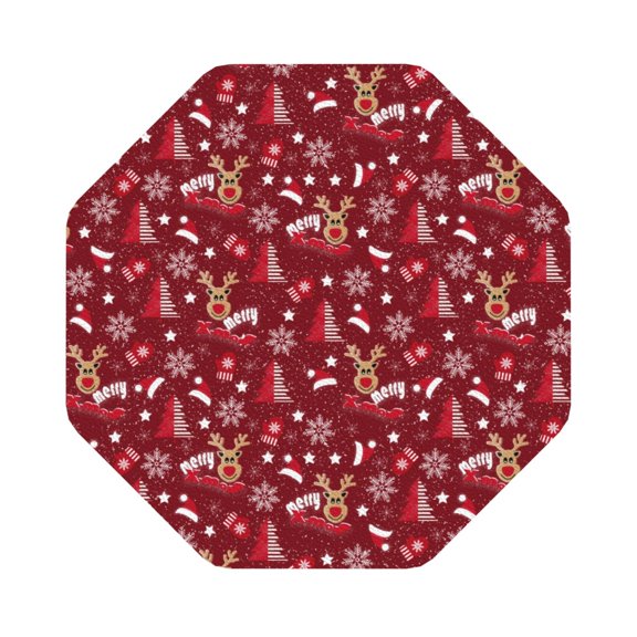 Fuzoiu Festive Reindeer Print Leather Coasters Set,Drink Coasters Set of 6,for Tabletop Protection, Durable PVC Coasters,Home Décor and Housewarming Gift,Octagon