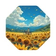 thumbnail image 1 of Fuzoiu Field Bicycle Young Sunflower Print Leather Coasters Set,Drink Coasters Set of 6,for Tabletop Protection, Durable PVC Coasters,Home Décor and Housewarming Gift,Octagon, 1 of 1