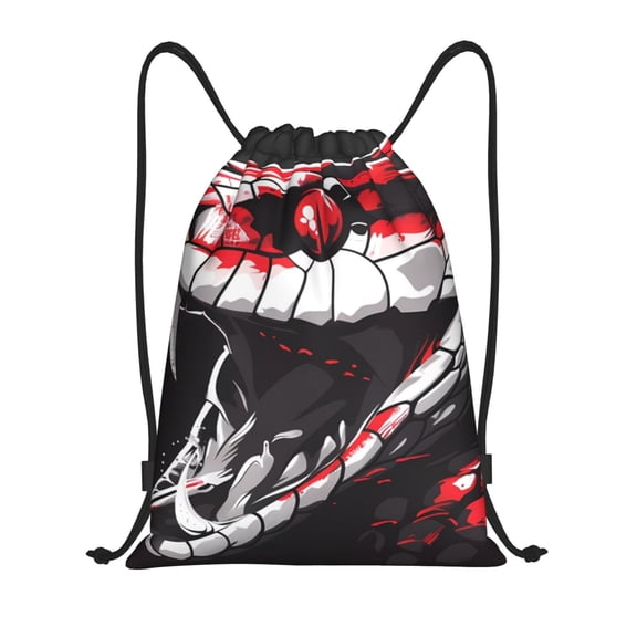 Fuzoiu Fierce Red Viper Graphic Art Print Drawstring Backpack for Gym, Travel, Yoga,Sports Sackpack String Bag for Women Men-Medium