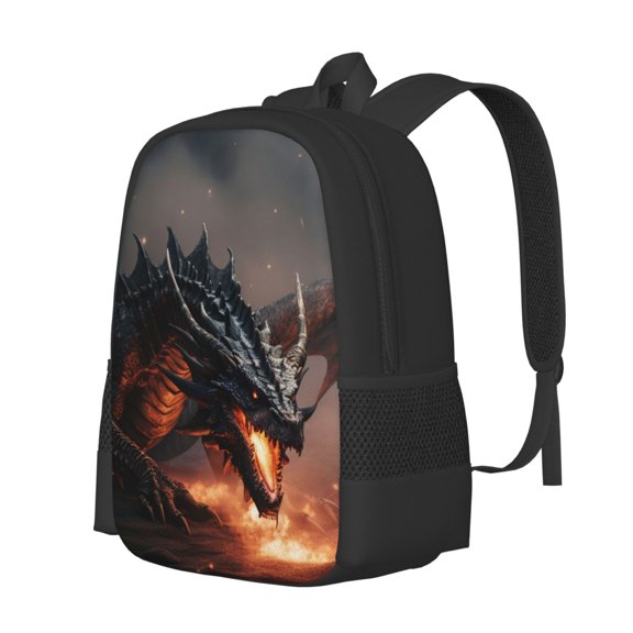 Fuzoiu Fiery Black Dragon Attack Print Large Capacity Backpack,Travel Backpack,Laptop Bag,College School Rucksack Bag,for School, Travel & Outdoor Activities