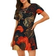 thumbnail image 1 of Fuzoiu Fiery Floral Pattern Print Women Nightgowns, Soft Comfy Lightweight Short Sleeves Sleepwear,Crew Neck Loungewear, 1 of 6