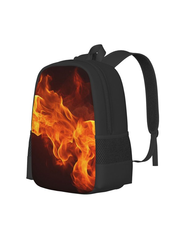 Fiery Orange Flames Energy Print Large Capacity Backpack,Travel Backpack,Laptop Bag,College School Rucksack Bag,for School, Travel & Outdoor Activities