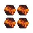 thumbnail image 1 of Fuzoiu Fiery Orange Flames Energy Print Leather Coasters Set,Drink Coasters Set of 4,for Tabletop Protection, Durable PVC Coasters,Home Décor and Housewarming Gift-Hexagon, 1 of 6