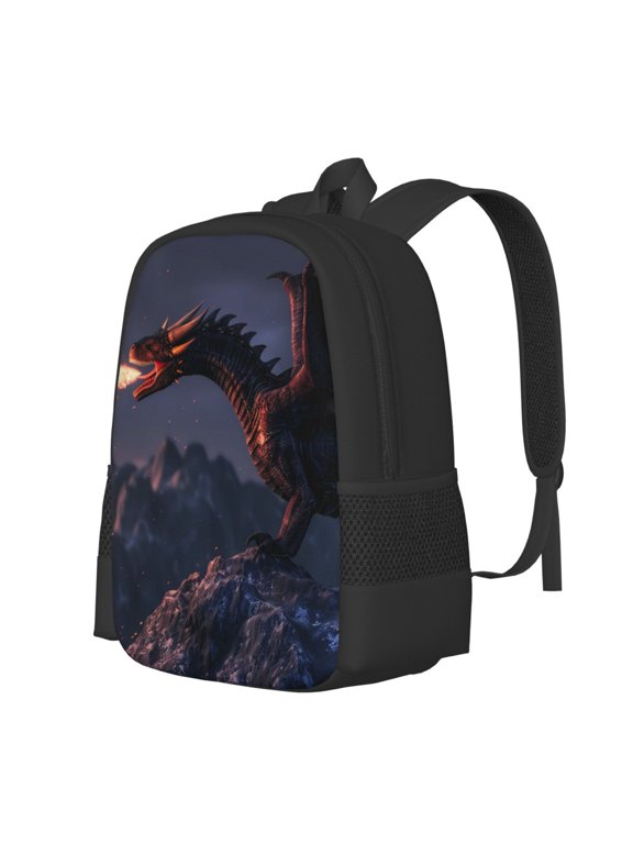 Fire Breathing Dragon Twilight Print Large Capacity Backpack,Travel Backpack,Laptop Bag,College School Rucksack Bag,for School, Travel & Outdoor Activities