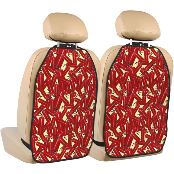 Fuzoiu Fire Extinguisher Print 2 Pack Kick Mat Back Seat Protector With 3 Storage Pockets, Universal Car Seat Back Organizer For Kids Pets, Waterproof Backseat Protector For Most Car
