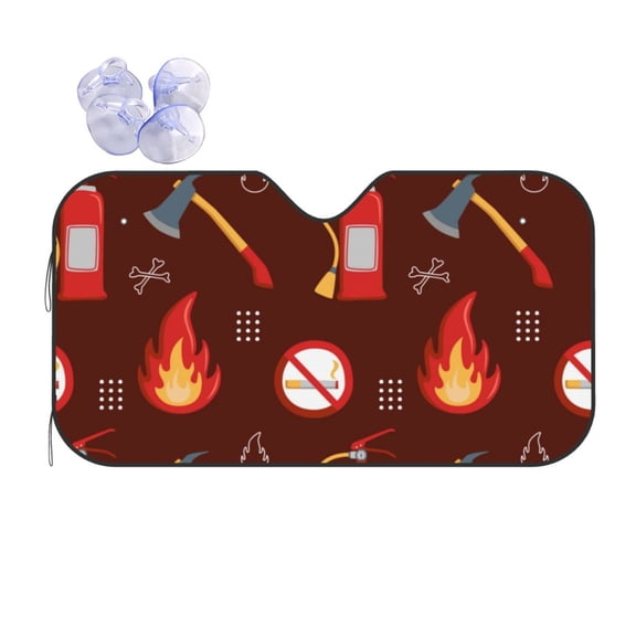 Fuzoiu Fire Extinguisher Print Car Windshield Sun Shade,Block Uv Rays Sunshade,Foldable Front Window Sun Visor Protector for Car,SUV,Truck-Keep Vehicle Cool-Fire Extinguisher