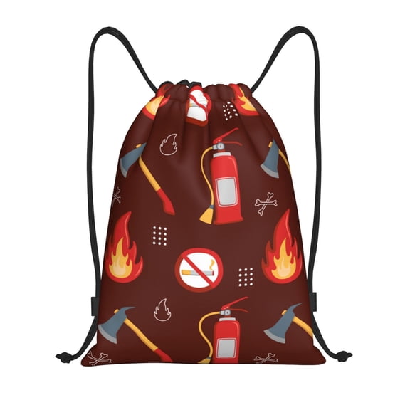 Fuzoiu Fire Extinguisher Print Drawstring Backpack for Gym, Travel, Yoga,Sports Sackpack String Bag for Women Men-Small