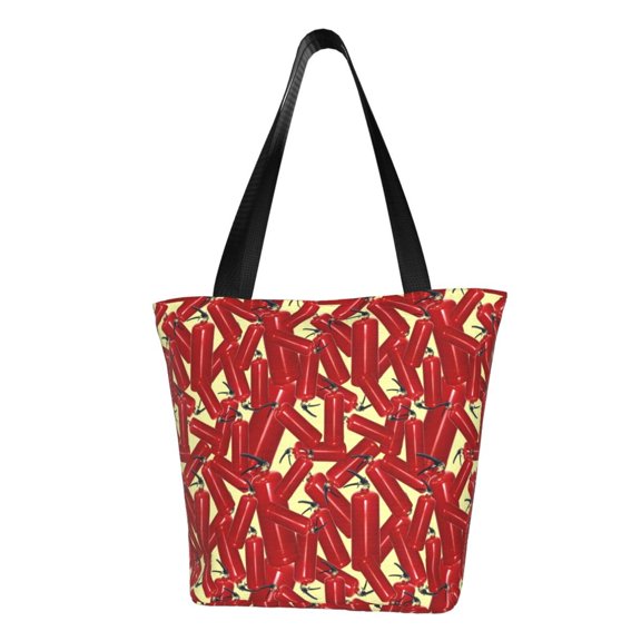Fuzoiu Fire Extinguisher Print Large Capacity Shoulder Bag for Women,Large Capacity Office Purse,Laptop Tote Bag,Casual Everyday Tote for Work Beach Travel and Shopping Grocery