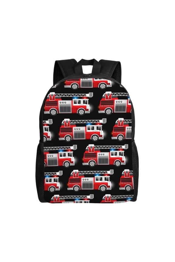 Fire and Rescue Truck Print Laptop Backpack,Work Business Backpacks, Large Capacity Nurse Bag College Bookbag for School, Waterproof Casual Daypack for Travel
