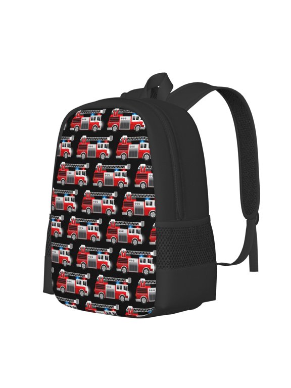 Fire and Rescue Truck Print Large Capacity Backpack,Travel Backpack,Laptop Bag,College School Rucksack Bag,for School, Travel & Outdoor Activities