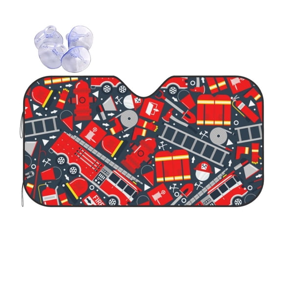 Fuzoiu Fire Sign Print Car Windshield Sun Shade,Block Uv Rays Sunshade,Foldable Front Window Sun Visor Protector for Car,SUV,Truck-Keep Vehicle Cool-Fire Sign