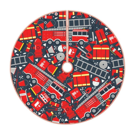 Fuzoiu Fire Sign Print Christmas Tree Skirt,Xmas Christmas Decorations,Xmas Tree Mat for Farmhouse Holiday New Years Home Party Decor Tree Rugs-36"