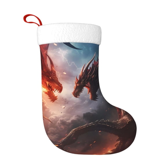 Fuzoiu Fire Sky Dragon Print Christmas Stockings, Party Supplies & Kids Gifts,Big Xmas Stockings Decoration for Family Decorations Hanging Ornament for Xmas Holiday Party