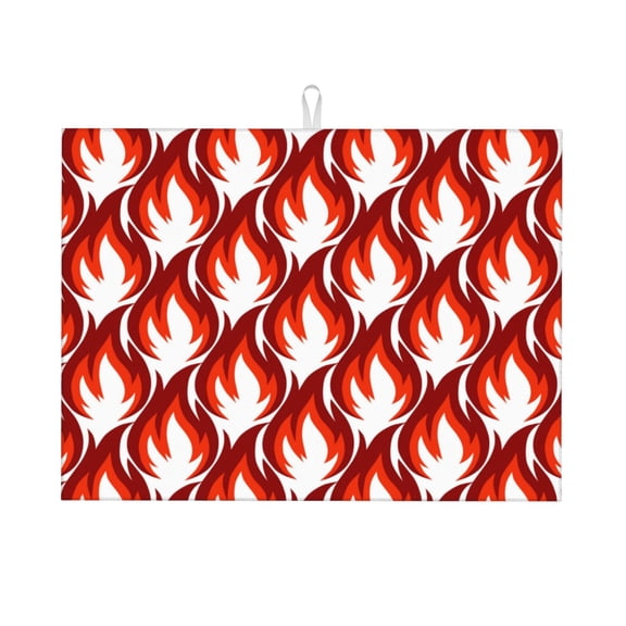 Fuzoiu Fire Symbols Print Absorbent, Reversible Microfiber Dish Drying Mat for Kitchen, Dish Drying Pad for Dishes, Utensils, Pots and Pans, Extra Large 18 Inch x 24 Inch