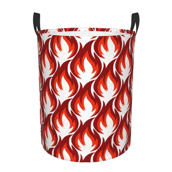 Fuzoiu Fire Symbols Print Circular Hamper,Laundry Basket with Handle,Collapsible Laundry,Dirty Clothes Storage Basket,for Bedroom Bathroom Dorm Living Room-Small