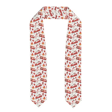 Fuzoiu Fire Truck Print Graduation Sash,Graduation Stole,Unisex Adult Graduation Stole Shawl 91" Long,for Academic Commencements Shawl-Flattened
