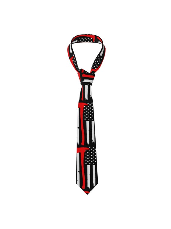Firefighters USA Flag Print Men's Necktie,Business Necktie,Mens Ties for Business Wedding Graduation