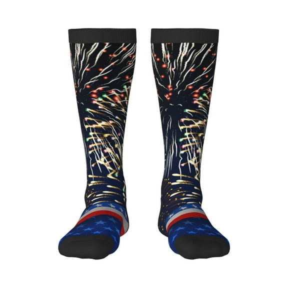 Fuzoiu Fireworks Print Adult Stockings,Crew Socks,Unisex Fashion Socks, Casual Sports Socks,Comfortable Crew Socks for Everyday Wear and Sports
