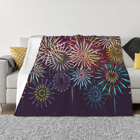 Fuzoiu Fireworks2 Print Flannel Blanket,Throw Blanket,Flannel Home Decor,Fleece Bed Blankets,Cozy Soft Blanket for Bed, Sofa, Camping, and Travel-60"x50"