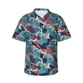thumbnail image 1 of Fuzoiu Fish In The Wave Print Hawaiian Shirt for Men, Summer Beach Casual Short Sleeve Button Down Shirts, Men’s Beach Summer Shirts with Pocket,Medium, 1 of 7