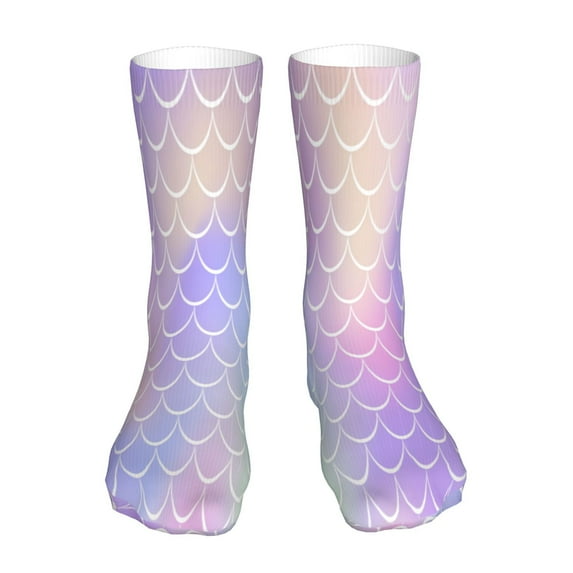 Fuzoiu Fish Scale1 Print Crew Socks,Casual Athletic Gym LightWeight Thin Socks,Casual Crew Socks for Men Woman,Calf Length Crew Socks
