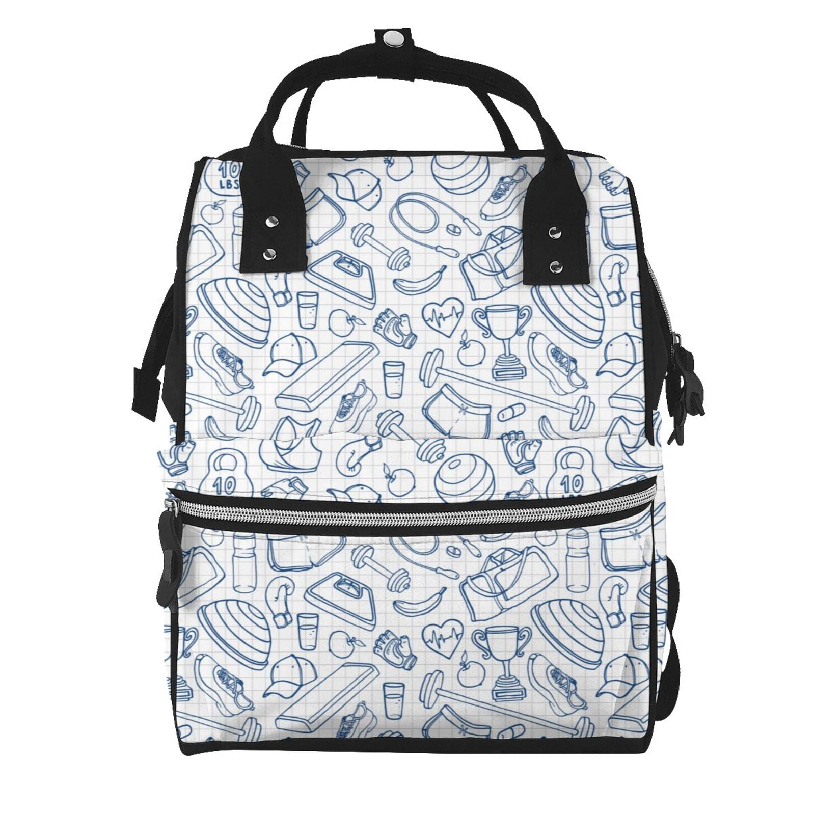 Fuzoiu Fitness Guru Print Diaper Bag Backpack,Baby Essentials Travel Tote,Multi function Waterproof Diaper Bag, Travel Essentials Baby Bag - Unisex